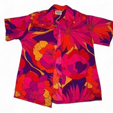 Vintage 60s Hawaiian Shirt   Sun Fashions of Hawaii   Psychedelic Floral Sz M