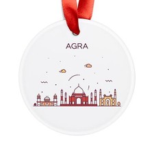 AGRA INDIA City Skyline, Indian Travel, Personalized Round Acrylic Ornament Gift