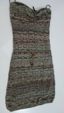 Guess Strapless Skater Dress Woven Size XS Brown Multi-Color