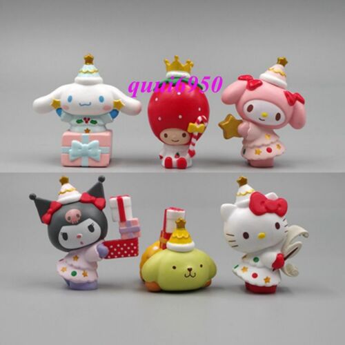 6pcs Cute Kuromi My Melody Cinnamoroll Gift Figures Toy Figurine Cake Toppers