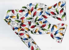 Christmas Bow tie, Colorful String Lights on White, Holiday Fun Self-tie Bow tie