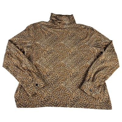Turtleneck Tops Long Sleeve Cheetah Turtleneck Talbots Stretch