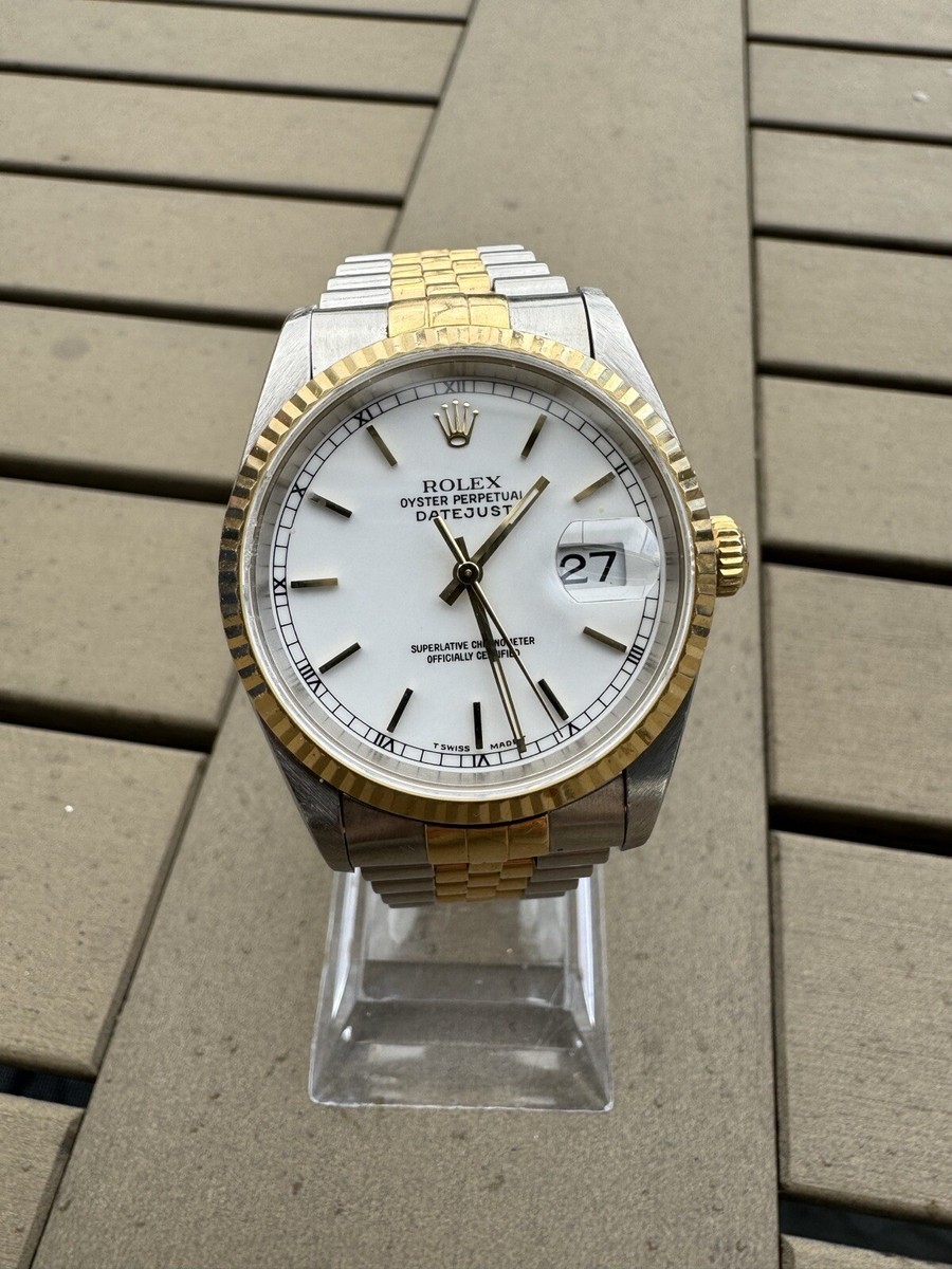 Authentic Rolex Datejust 16233 White Porcelain dial Mens Automatic