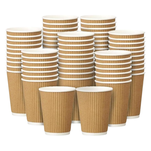 Tazas de café Kraft desechables tazas de papel para bebidas calientes tazas de triple capa marrón - Imagen 18 de 20
