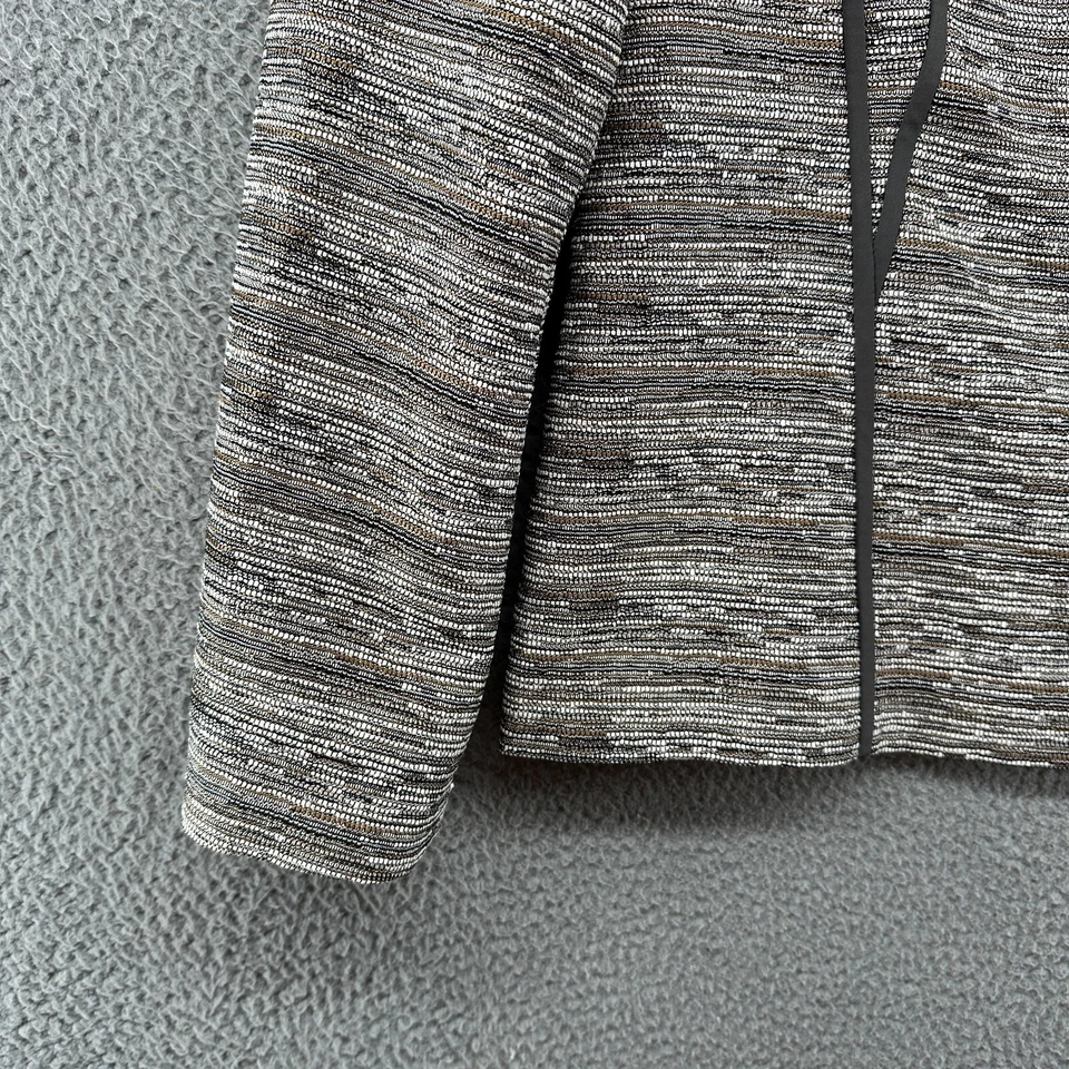 Chaqueta Blazer Lafayette 148 Mujer 12 Marrón Rayas Metálico Tweed Carrera Cuello en V Foto 3 de 4