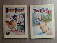 Antique 1921 Children Book Lot 2 THE THREE LITTLE PIGS- HENNY PENNY-Saalfield DJ