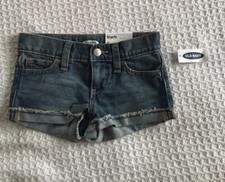Old Navy Girls Size 5 Medium Wash Denim Rolled-Cuff Jean Cut-Off Shorts