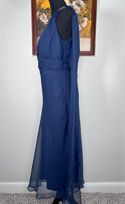 Dessy Collection Chiffon Fit & Flare Dress Women's 12 Midnight Blue Prom  Party | eBay