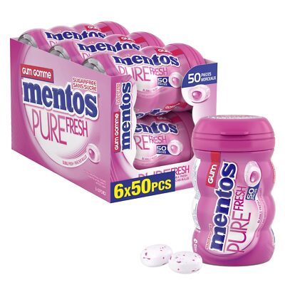Mentos Pure Fresh - Bubble Fresh Flavour - Pack of 6 bottles (300 pieces) - S...