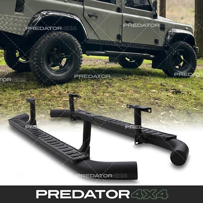 PREDATOR4X4 BLACK RUNNING BOARDS SIDE STEPS PAIR STEP RAIL FOR LAND ROVER DEFENDER 110 L316