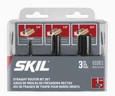 Skil Collet 3 Piece Straight Router Bit Set 91001 1/4", 1/2", 3/4"