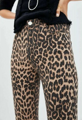 関税なし 送料無料 Jeans A Zampa Leopardato Zara trf Leopard Print High Rise Skinny Jeans Size 2 | eBay
