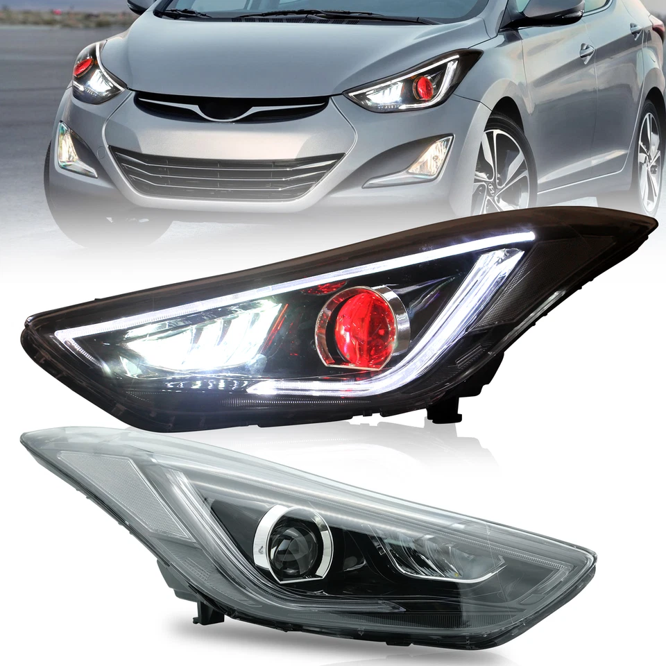 2PCS LED Headlights+D2H Bulbs W/Upgrade Demon Eyes For Hyundai Elantra 2012-2015 - Изображение 2 из 4