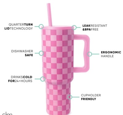 Simple Modern 40oz Trek Checkmate Straw Tumbler Red/White  FULL CHECKMATE Simple Modern 40oz Trek Tumbler main image 1
