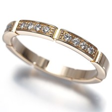Auth Cartier Ring Diamond Maillon Panthere Half EU55 18K 750 Rose Gold
