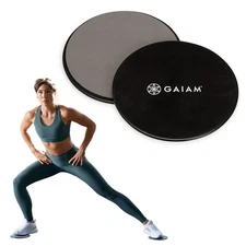 Gaiam Core Sliding Discs - Dual Sided Workout Sliders for 1 EA, Grey/Black 