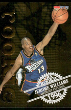 1996-97 NBA Hoops #29 Jerome Williams Rookie RC Detroit Pistons basketball card. rookie card picture