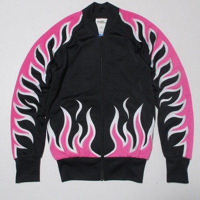 Adidas Jeremy Scott Flame Track Jacket XS Black Pink Streetwear