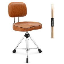 Drum Throne with Backrest,Heavy Duty Adjustable Drum Seat Saddle 5A Drumsticks