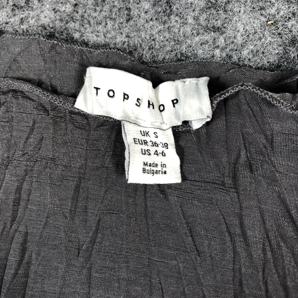 Topshop 衬衫女式小号灰色长袖透明纹理模拟领分层 — 第 2/4 张图片