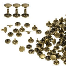 HARFINGTON 100 Sets Double Cap Leather Rivets, 9x8mm Round 9x8mm, Bronze