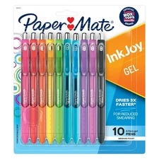Paper Mate InkJoy Gel Pens, Medium Point (0.7 mm), Assorted Colors, 10 Count