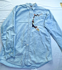 Vtg Warner Bros LOONEY TUNES EMBROIDERED L/S Denim Shirt Mens Size M