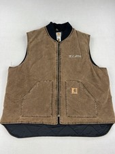 Vintage Carhartt V02 Sandstone Brown Duck Vest Canvas Quilated Men Sz 3XL Tall