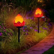 2X Solar Power Outdoor Lights Flickering Flame Pathway Festival Decorative Light