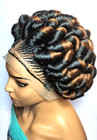 Braided Wig Cornrow with Jumbo Twist Braids Bantu Knots Full Lace with Baby Hair