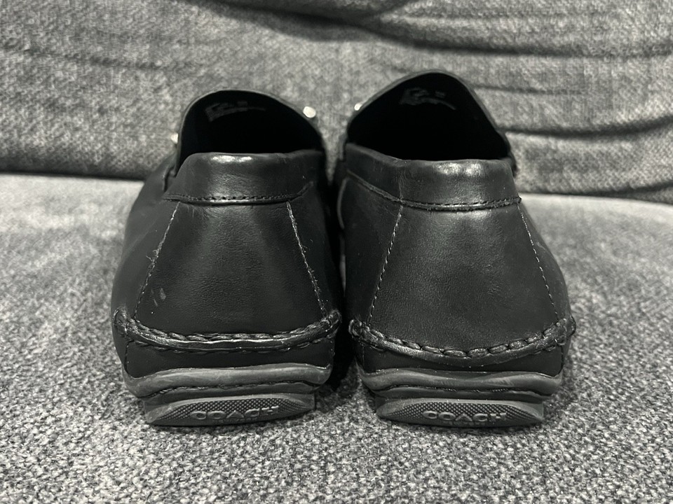 Coach Men's Signature Leather Chain Driver Loafer Shoe BLACK Sz. 11 | eBay