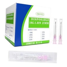 100 Pack 18 Ga 25mm 1IN Disposable Dispensing Needles for Scientific 18G 1 inch