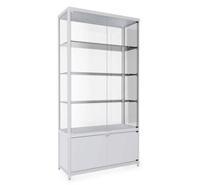 Glasvitrine mit Unterschrank LED-Beleuchtung Messevitrine Ausstellungsvitrine