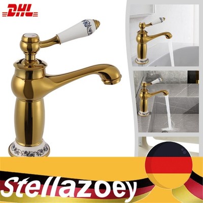 Elegant Gold Bathroom Faucet with Pull-Out Hose, Dual Water Outlet Modes, H