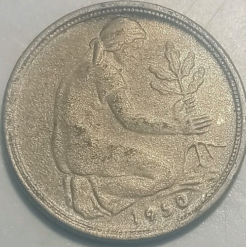 1950 Improperly Annealed Mint Error,50 pfennig bank deutscher,Free Shipping!!! - Picture 1 of 5