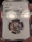 1956 Washington 25¢ NGC MS67 Blue Toned