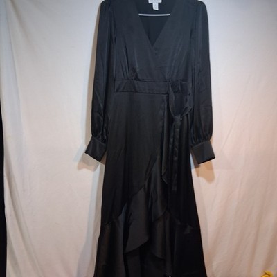 Sofia Jeans by Sofia Vergara Black Wrap Dress Long Sleeve V-Neck Tie XS (0-2)