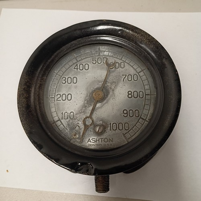 #ad Ashton 1000 Pressure Gauge Boston USA Untested 5 7 8quot; Long Vintage $250.00