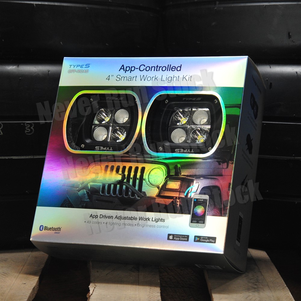 TYPE S 49-Color App-Controlled 4-LED Off-Road Work Pods – Flood/Spot Light Kit (Pair)