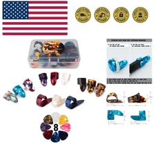 Thumb Finger Picks Plectrum With Plastic Picks Case, 1 Dozen 3 Pairs Celluloi...