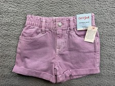 Cat  Jack Shorts Girls Small 6/7 Denim Jean High Rise Paperbag Purple