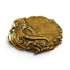 Vintage Aurora Goddess of Dawn Large Brass Pin Antique Brooch French Casting