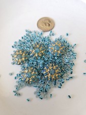 Czech Glass Teal Flower And Seed Bead Mix D8