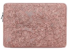 Embossing Floral Pattern PU Leather Laptop Sleeve Case 14 inch Pink Brown Pu