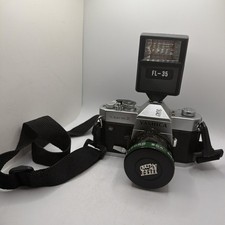 Vintage Yashica TL Electro X 35mm Film Camera w/ FL-35 Flash UNTESTED/For PARTS