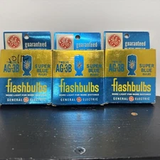 Vintage GE Super Blue Flashbulbs 12 AG-3B Lot of 3  Free Shipping