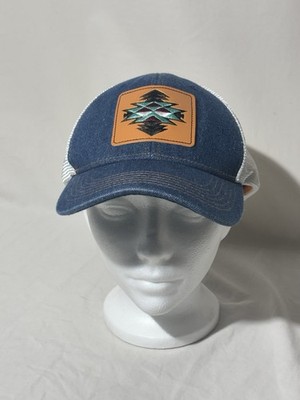 Ariat Denim Baseball Cap Faux Leather Patch with Aztec Print One Size Fits Most