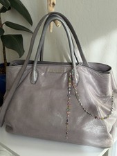 Miu Miu Vitello Shine Tote Bag Grey Crinkled Leather Shoulder Bag Italy