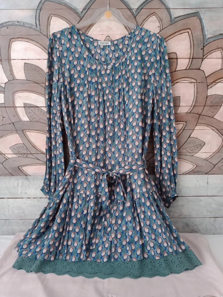 Robe Manches Longues, Palme, Vert/Multicolore, Taille S/M - Photo 1/4