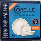 New Corelle Vitrelle Glass Spring Blossom Green 16-Piece Dinnerware Set 1150499